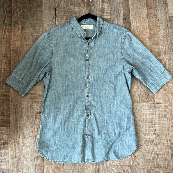 All Saints Denim Cotton Button Down Shirt - Picture 1 of 8